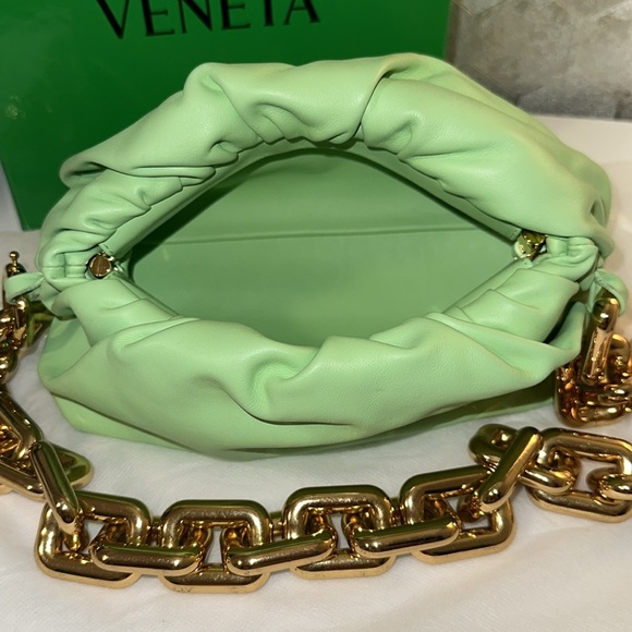 Bottega Veneta Mint Green Chain Pouch Leather Bag NEW - Picture 10 of 14